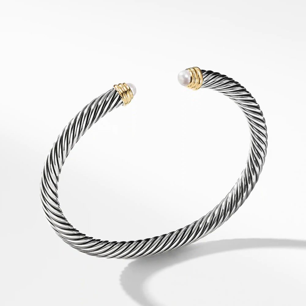 David Yurman 925 5mm pearl cuff bangle AND BOX like new